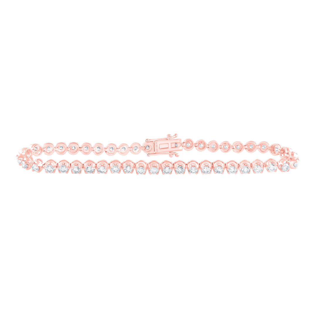 14kt Rose Gold Women's Diamond Classic Tennis Bracelet 4 ctw - view 2