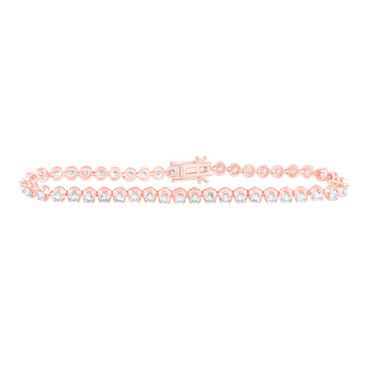 14kt Rose Gold Women's Diamond Classic Tennis Bracelet 4 ctw - view 2