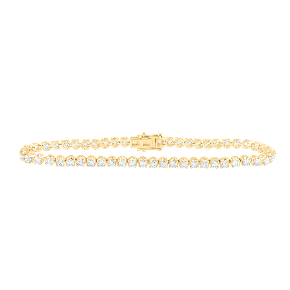 14kt Yellow Gold Women's Diamond Classic Tennis Bracelet 3 ctw - view 2