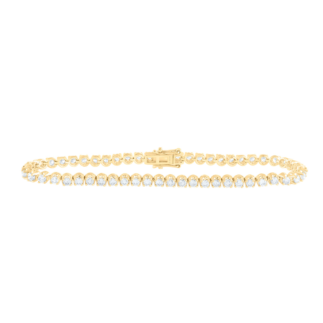 14kt Yellow Gold Women's Diamond Classic Tennis Bracelet 3 ctw - view 2