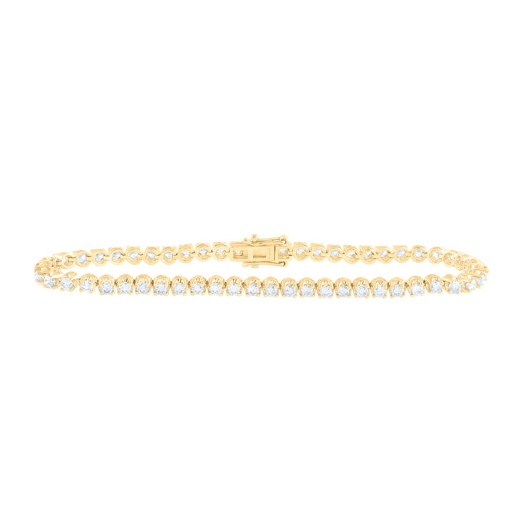 14kt Yellow Gold Women's Diamond Classic Tennis Bracelet 3 ctw - view 2