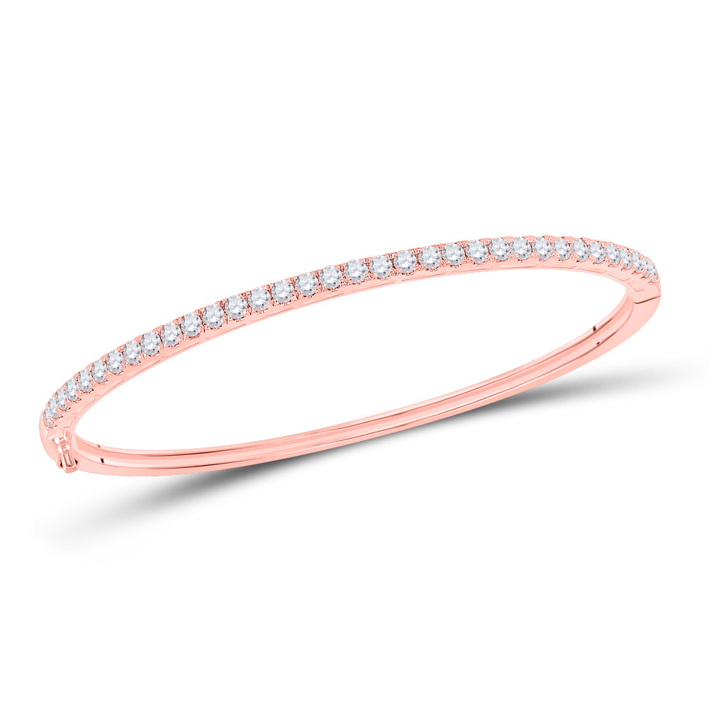 14kt Rose Gold Women's Diamond Classic Bangle Bracelet 2 ctw