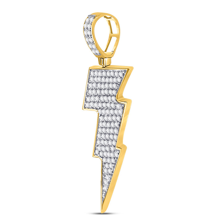 10kt Yellow Gold Men's Diamond Lightning Bolt Charm Pendant 1 ctw