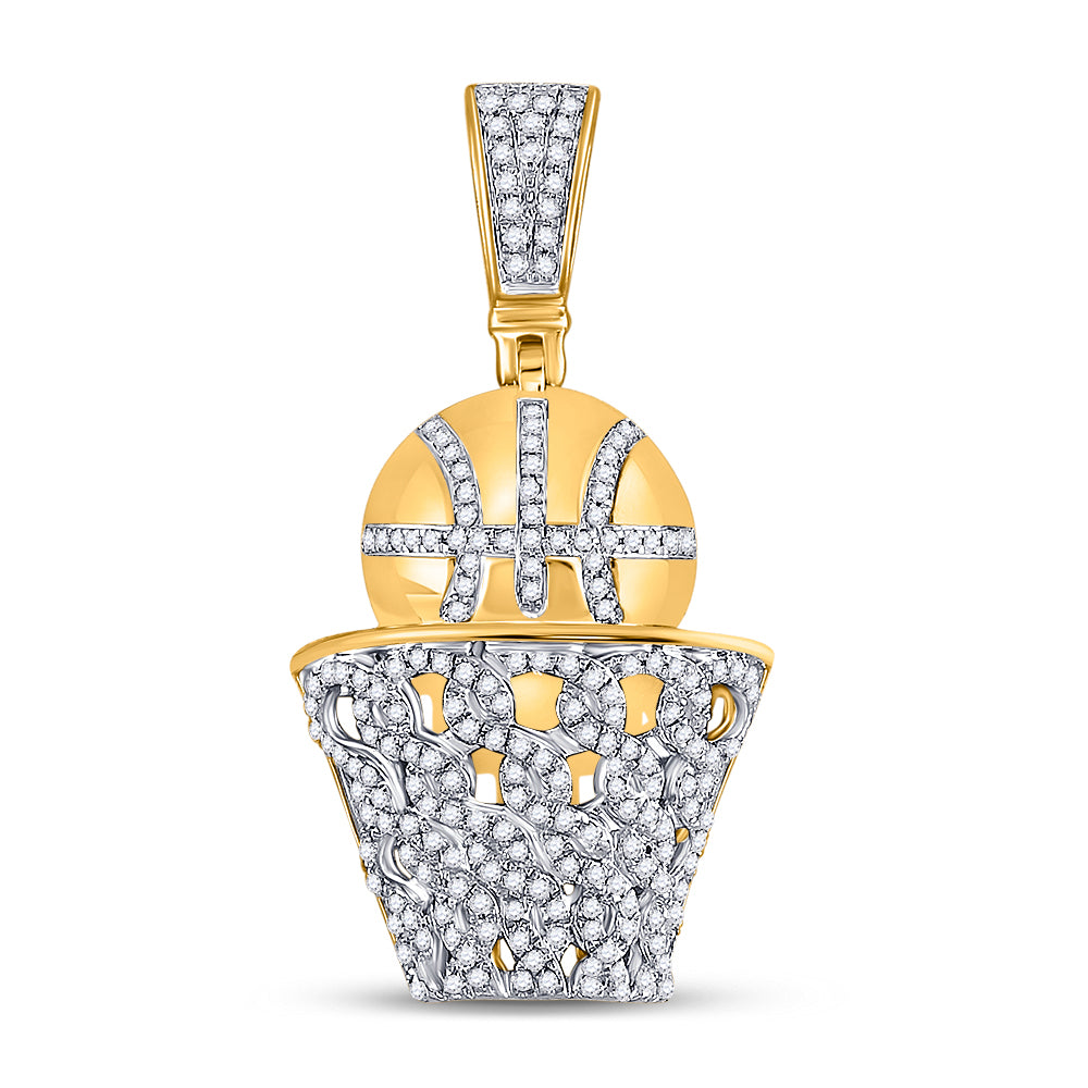 10kt Yellow Gold Men's Diamond Sports Charm Pendant 3/4 ctw - view 2