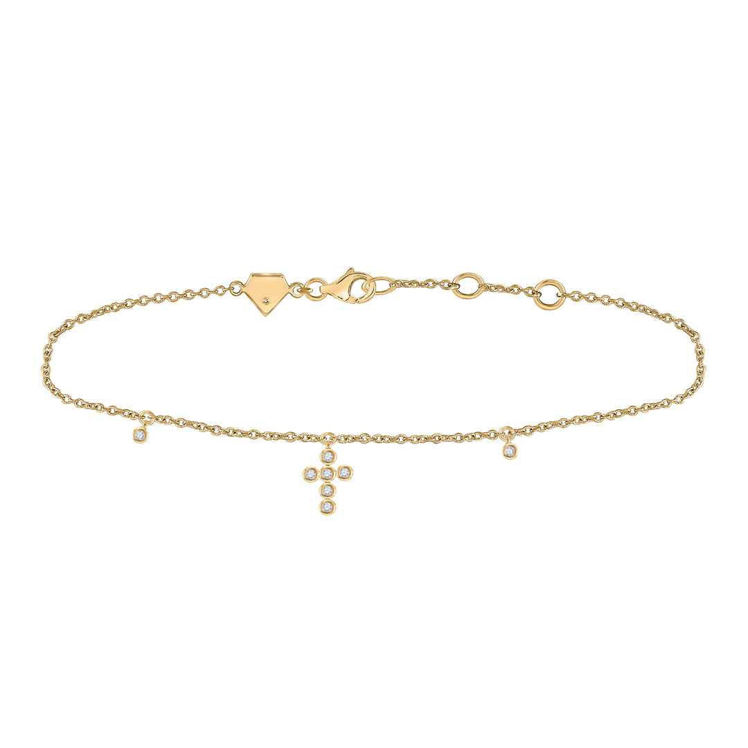 Sterling Silver Women's Diamond Dangle Cross Bracelet 1/10 ctw