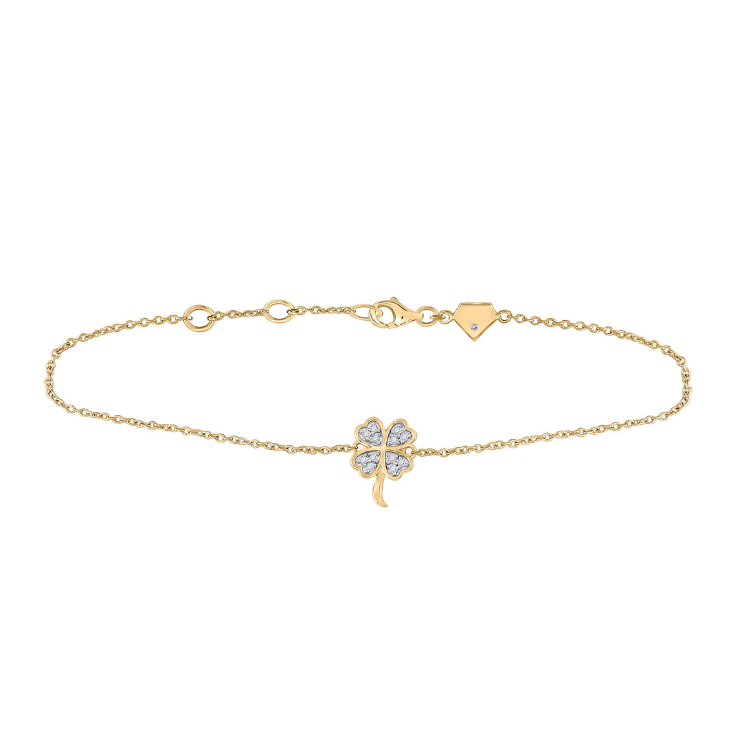 Sterling Silver Women's Diamond Lucky Clover Fashion Bracelet 1/10 ctw