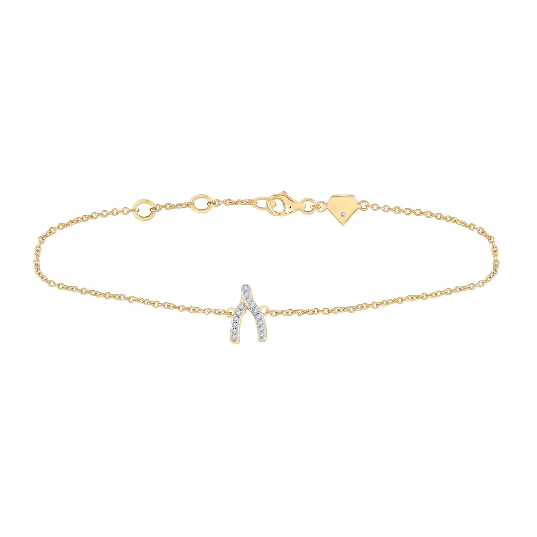 Sterling Silver Women's Diamond Wishbone Fashion Bracelet 1/12 ctw