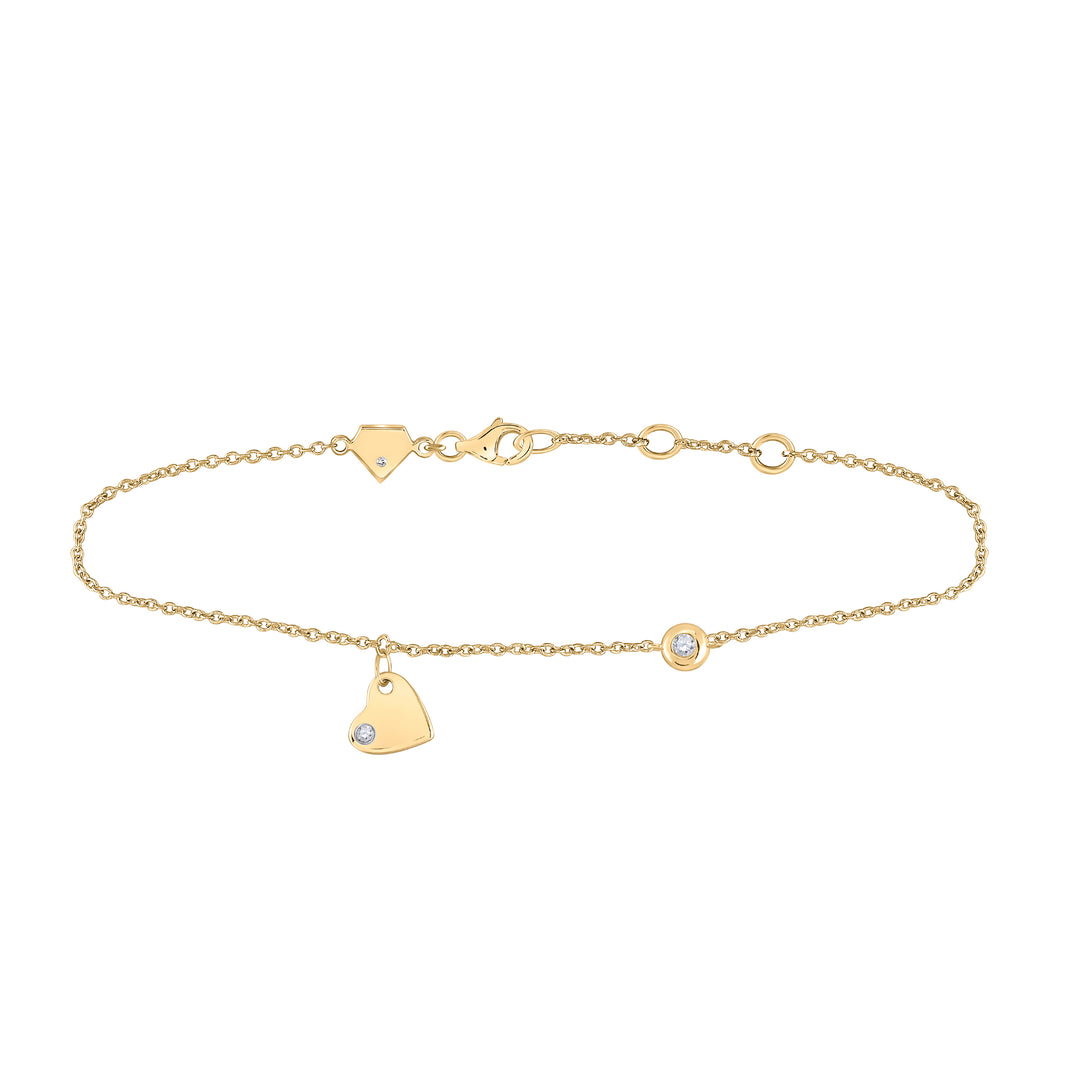 Sterling Silver Women's Diamond Fashion Heart Bracelet 1/20 ctw