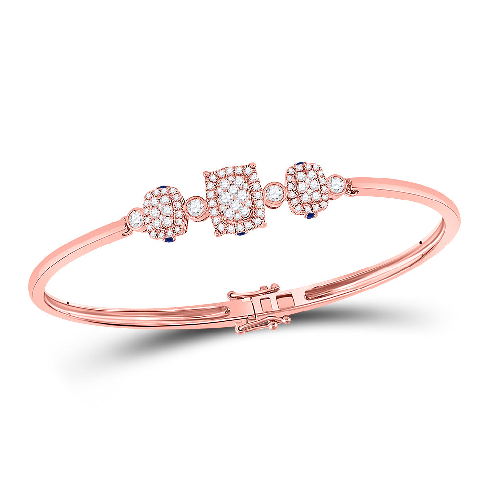 14kt Rose Gold Women's Diamond Fashion Cluster 3-stone Bracelet 1 ctw