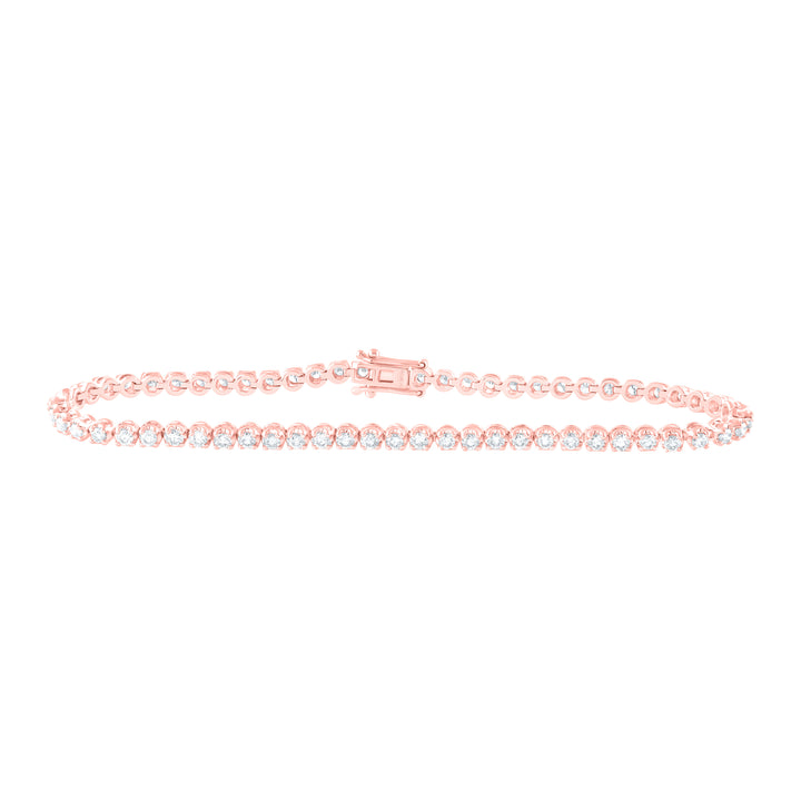 10kt Rose Gold Women's Diamond Tennis Bracelet 2 ctw - view 2