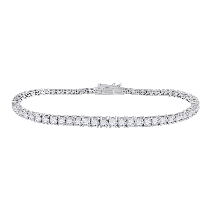 14kt White Gold Women's Diamond Tennis Bracelet 3 ctw - view 2
