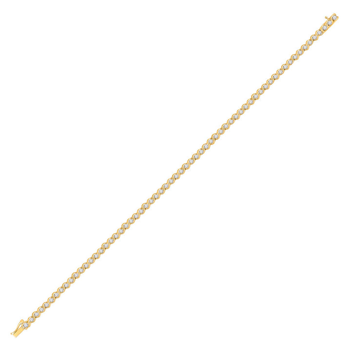 10kt Yellow Gold Women's Diamond Classic Tennis Bracelet 1 ctw