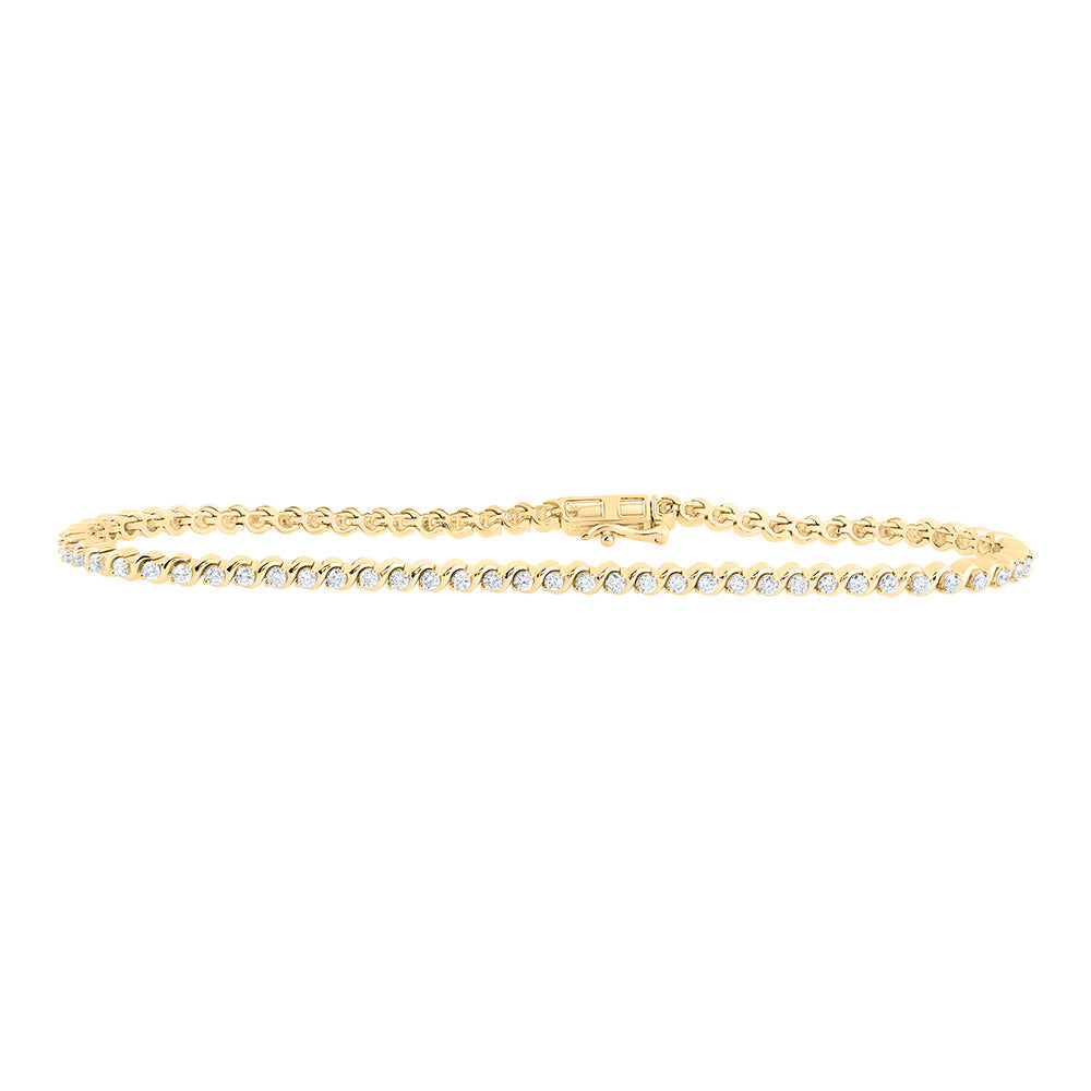 10kt Yellow Gold Women's Diamond Classic Tennis Bracelet 1 ctw - view 2