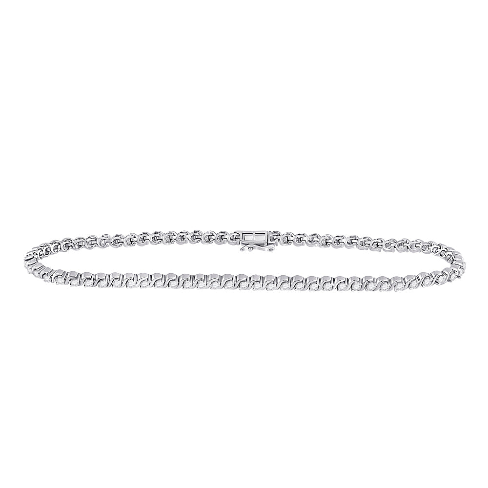 10kt White Gold Women's Diamond Classic Tennis Bracelet 1 ctw - view 2
