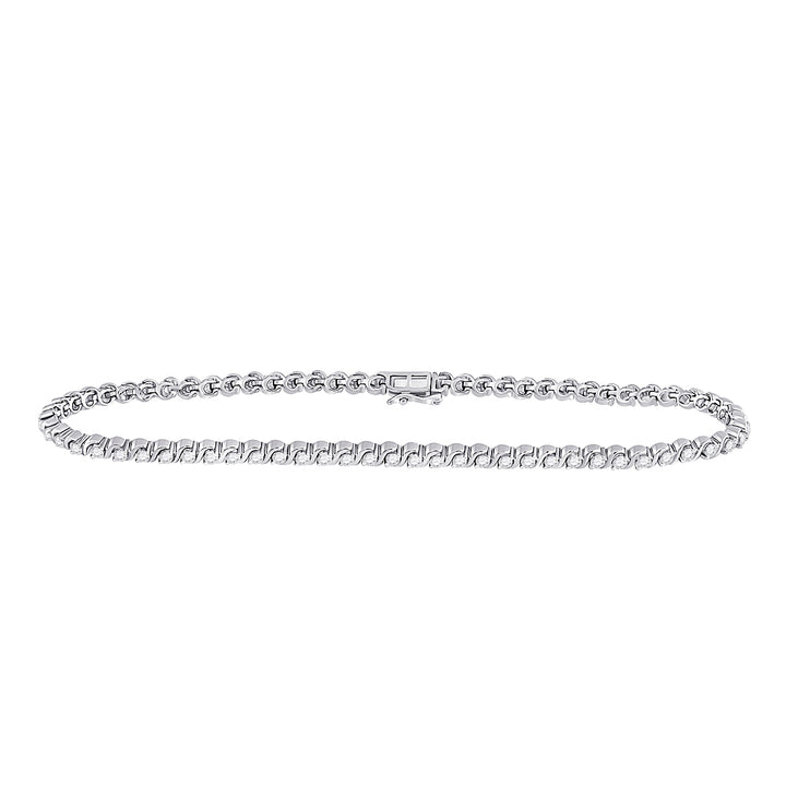 10kt White Gold Women's Diamond Classic Tennis Bracelet 1 ctw - view 2