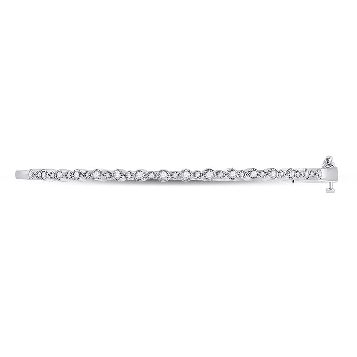 10kt White Gold Women's Diamond Fashion Bangle Bracelet 3/8 ctw