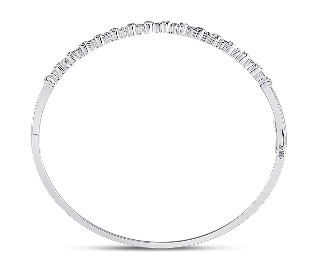 10kt White Gold Women's Diamond Fashion Bangle Bracelet 3/8 ctw - view 2
