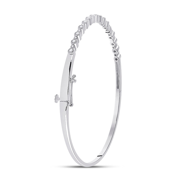 10kt White Gold Women's Diamond Fashion Bangle Bracelet 3/8 ctw - view 3