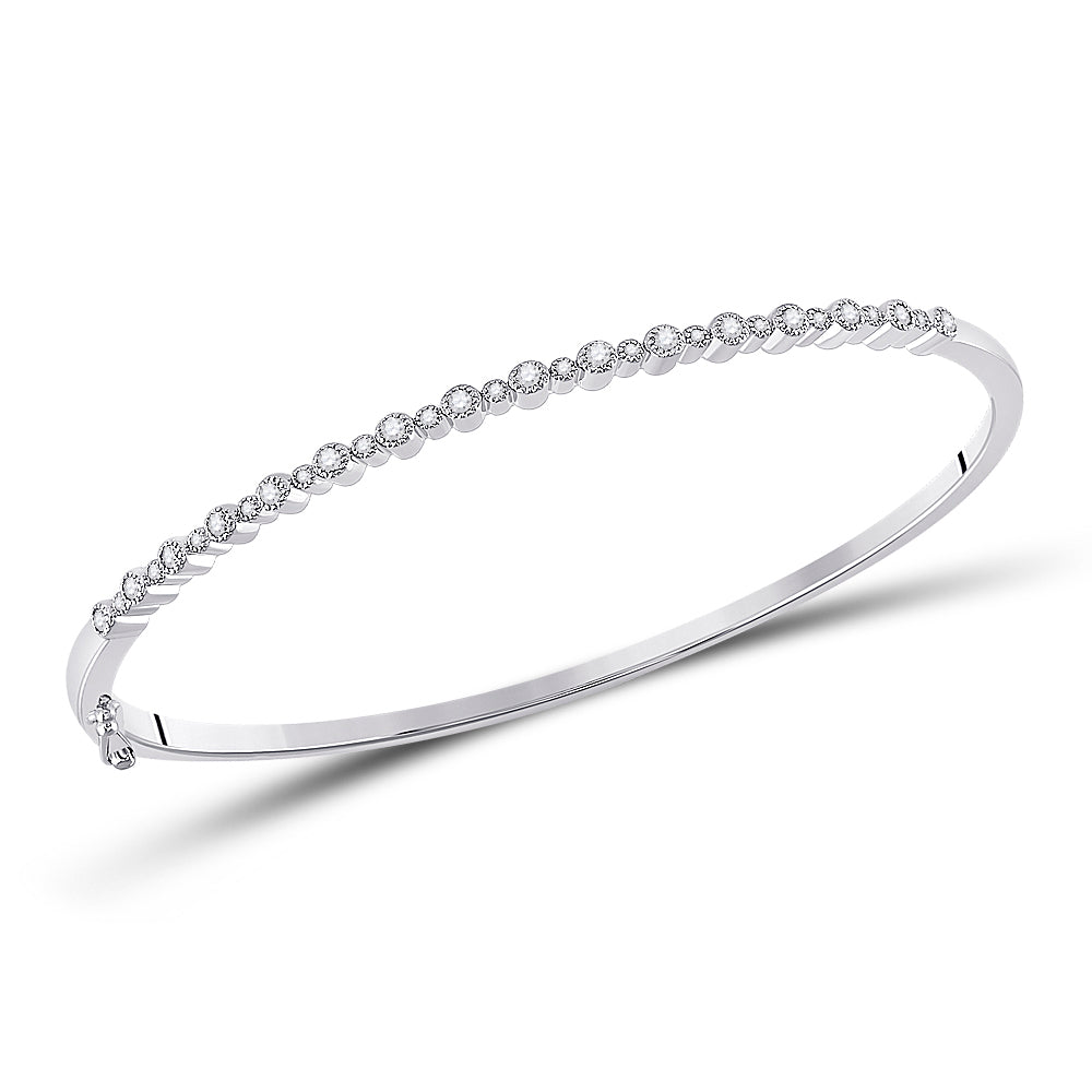 10kt White Gold Women's Diamond Fashion Bangle Bracelet 3/8 ctw - view 4