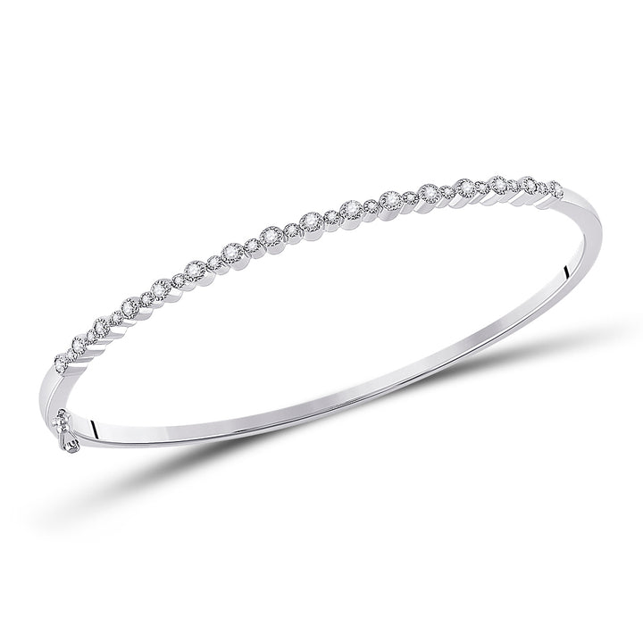 10kt White Gold Women's Diamond Fashion Bangle Bracelet 3/8 ctw - view 4