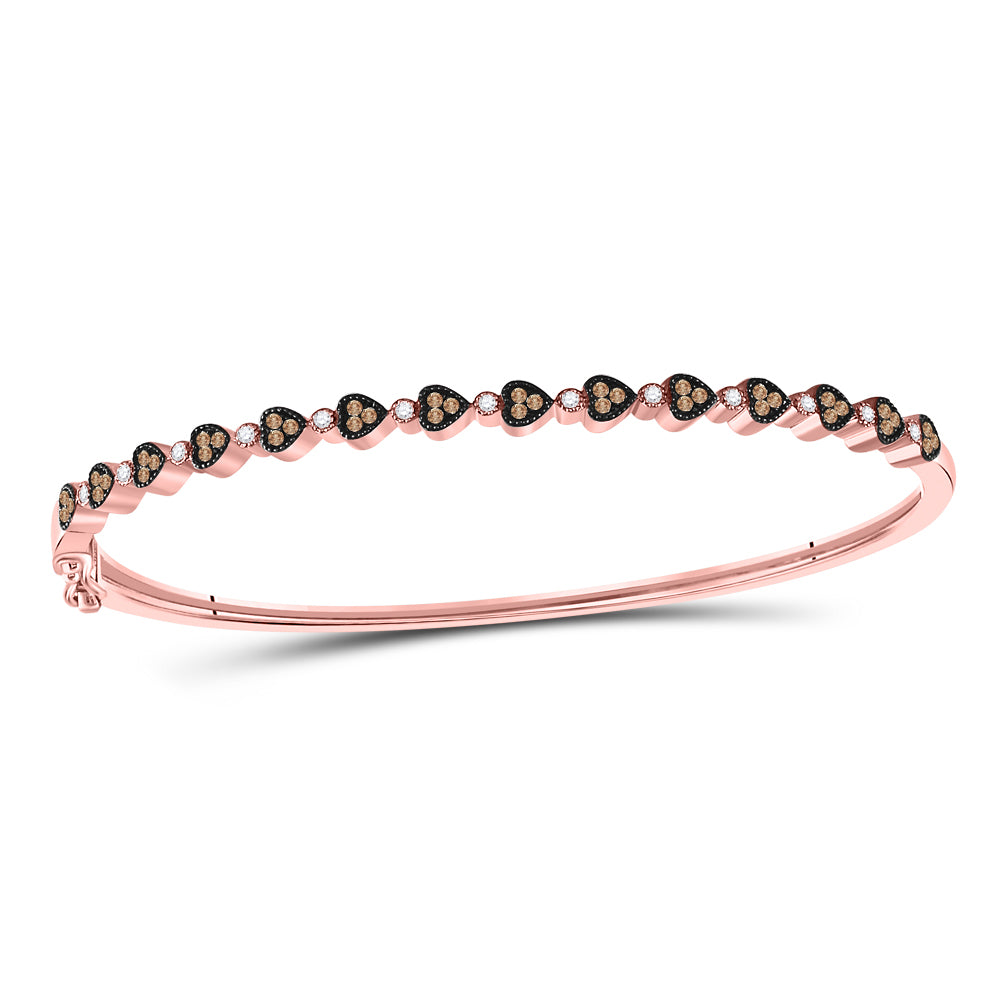 10kt Rose Gold Women's Diamond Fashion Heart Bracelet 1/3 ctw