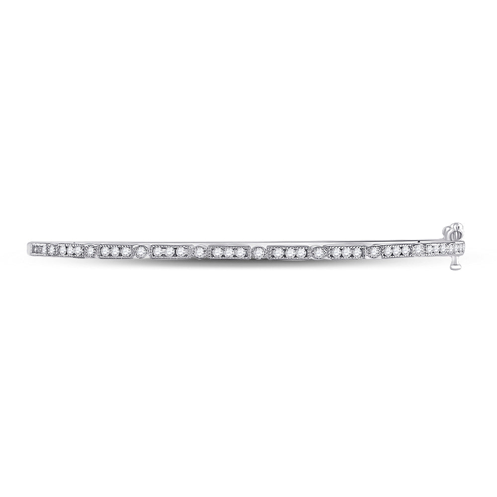 10kt White Gold Women's Diamond Stackable Bangle 1/2 ctw