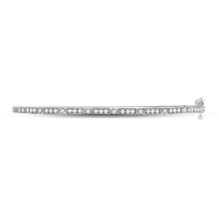 10kt White Gold Women's Diamond Stackable Bangle 1/2 ctw