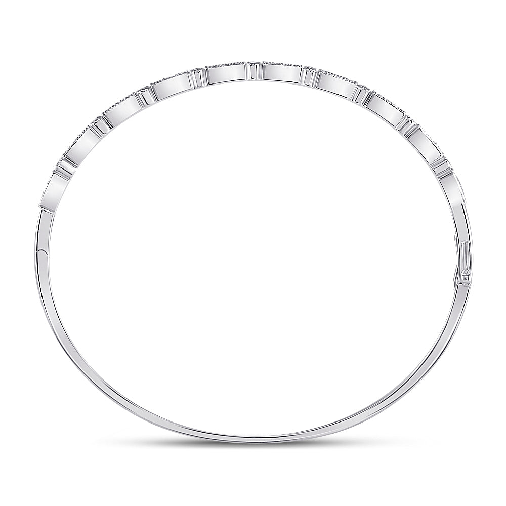 10kt White Gold Women's Diamond Stackable Bangle 1/2 ctw - view 2