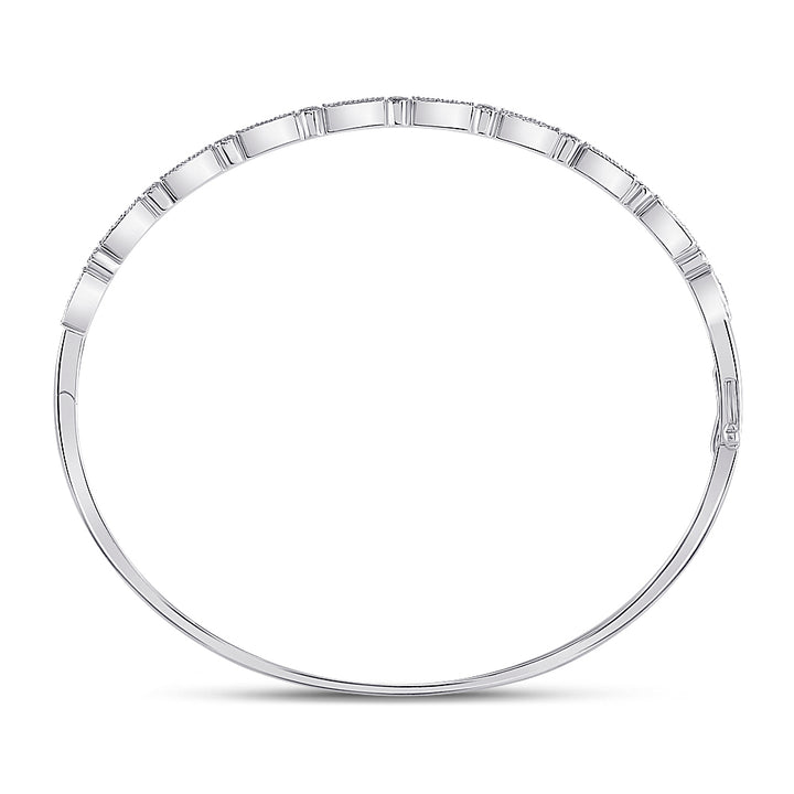 10kt White Gold Women's Diamond Stackable Bangle 1/2 ctw - view 2