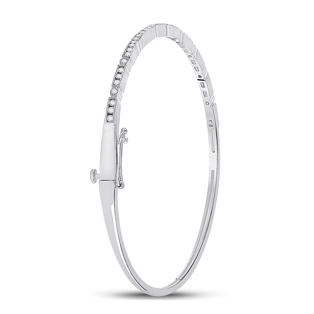 10kt White Gold Women's Diamond Stackable Bangle 1/2 ctw - view 3