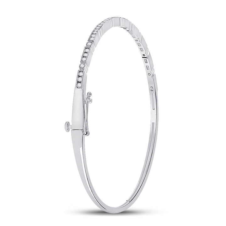10kt White Gold Women's Diamond Stackable Bangle 1/2 ctw - view 3