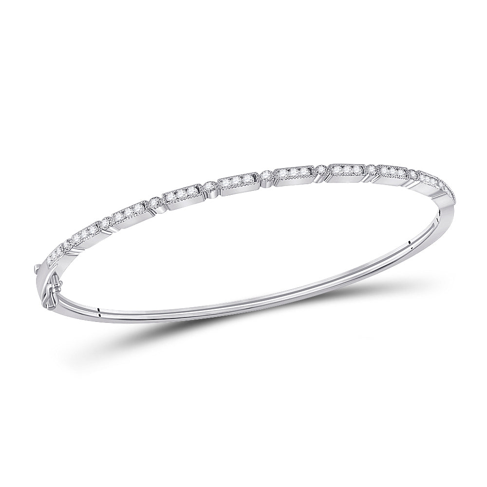 10kt White Gold Women's Diamond Stackable Bangle 1/2 ctw - view 4