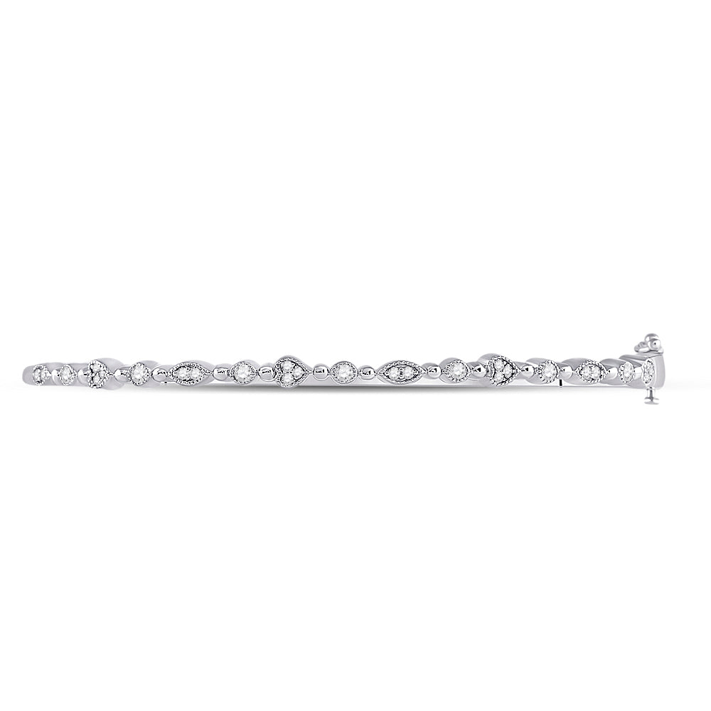 10kt White Gold Women's Diamond Stackable Bangle 1/3 ctw