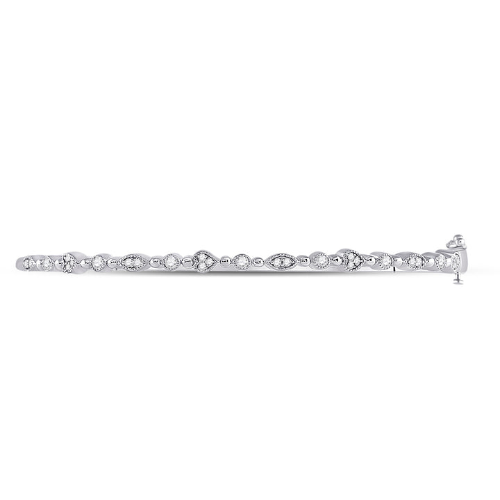 10kt White Gold Women's Diamond Stackable Bangle 1/3 ctw