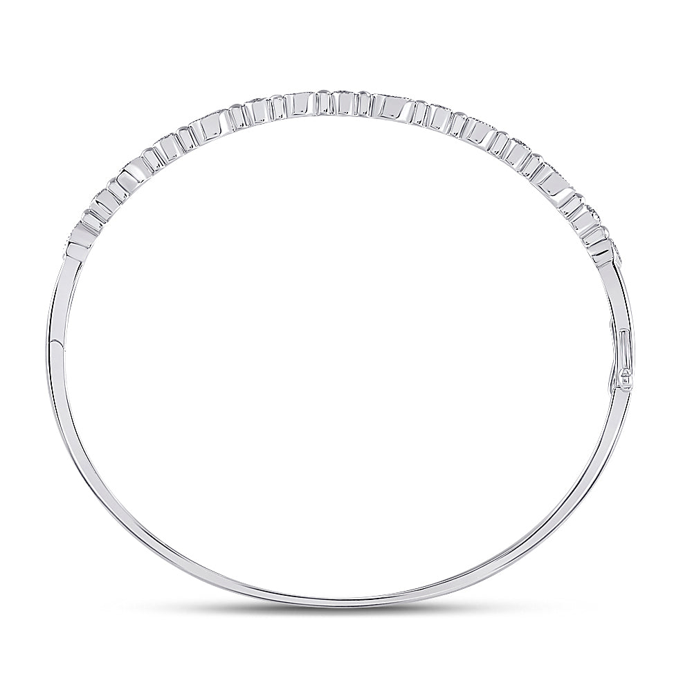 10kt White Gold Women's Diamond Stackable Bangle 1/3 ctw - view 2