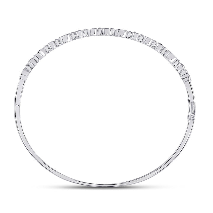 10kt White Gold Women's Diamond Stackable Bangle 1/3 ctw - view 2