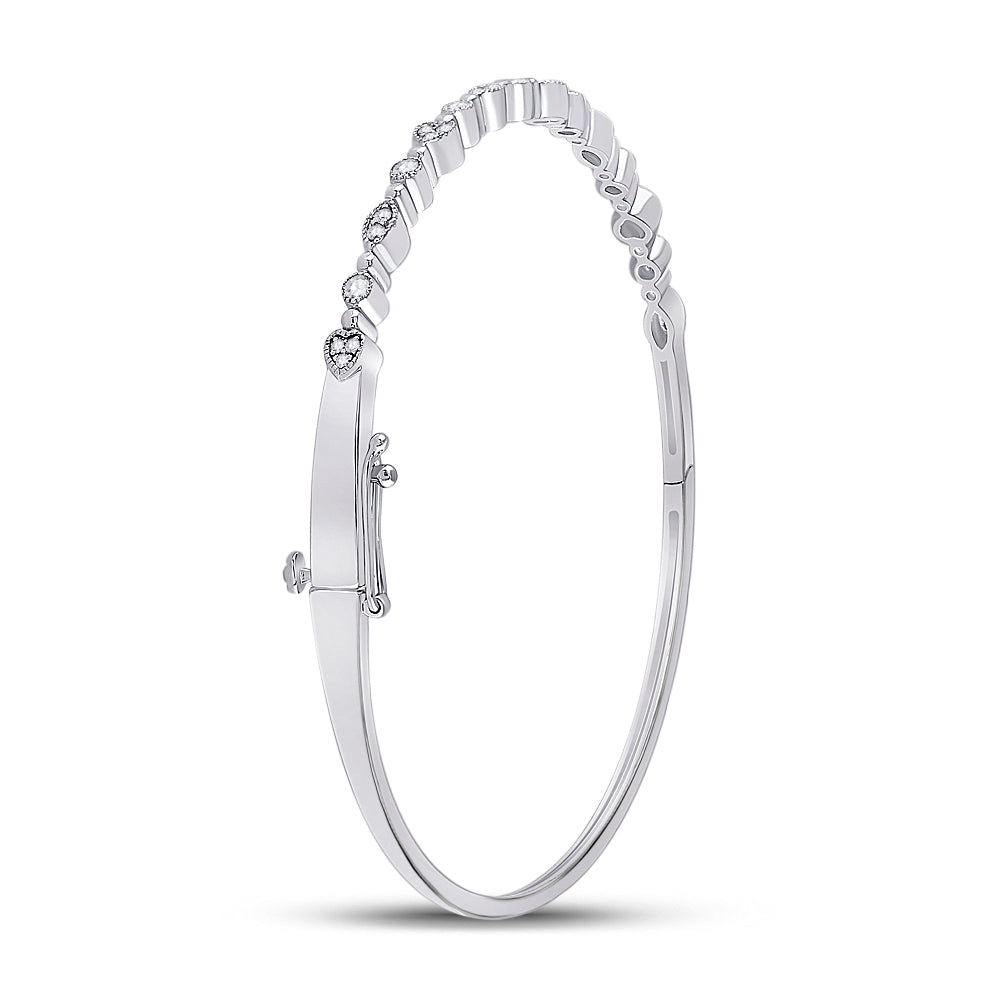 10kt White Gold Women's Diamond Stackable Bangle 1/3 ctw - view 3