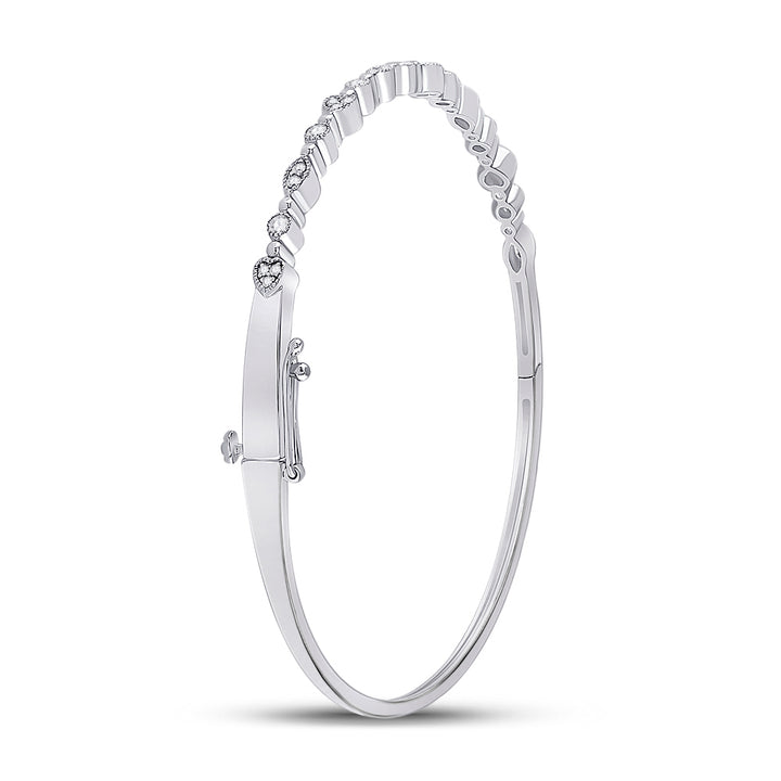 10kt White Gold Women's Diamond Stackable Bangle 1/3 ctw - view 3