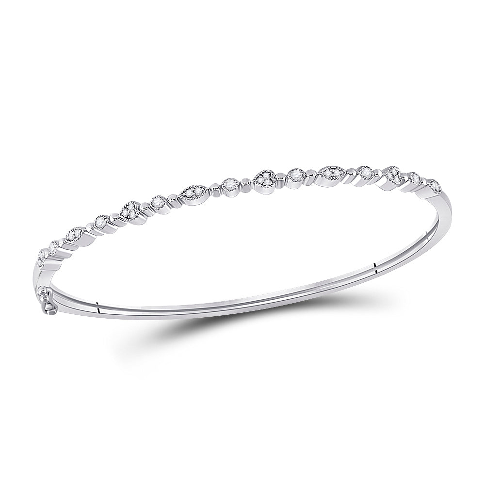 10kt White Gold Women's Diamond Stackable Bangle 1/3 ctw - view 4