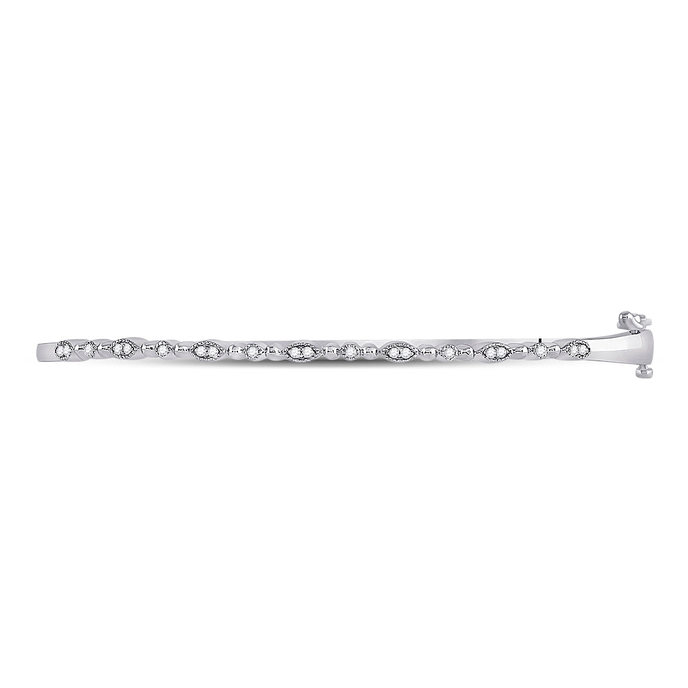 10kt White Gold Women's Diamond Stackable Bangle 1/8 ctw