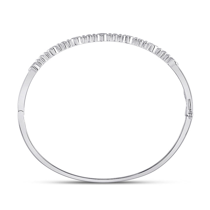 10kt White Gold Women's Diamond Stackable Bangle 1/8 ctw - view 2