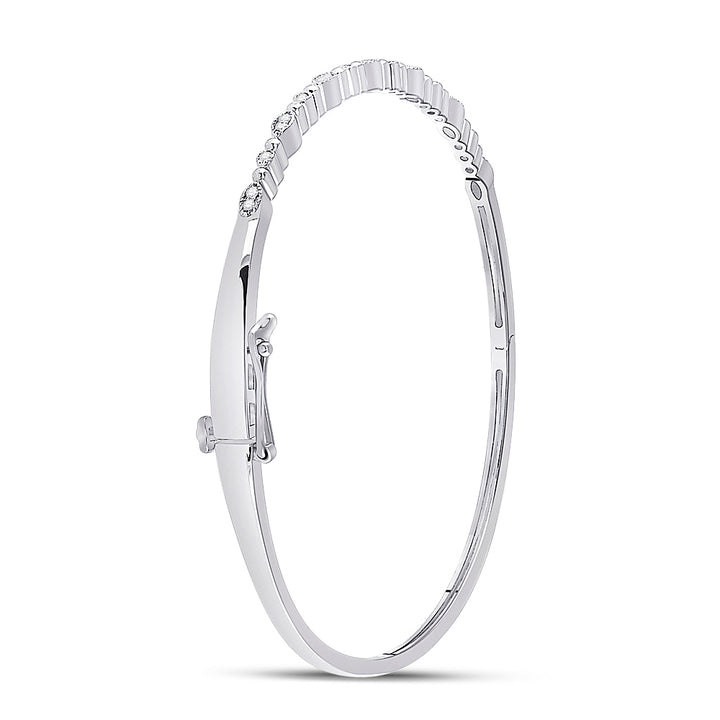 10kt White Gold Women's Diamond Stackable Bangle 1/8 ctw - view 3