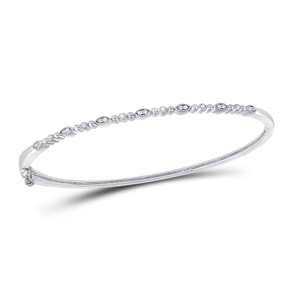 10kt White Gold Women's Diamond Stackable Bangle 1/8 ctw - view 4