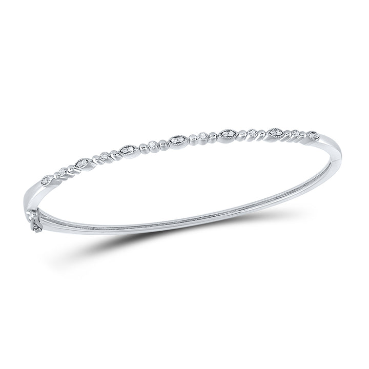 10kt White Gold Women's Diamond Stackable Bangle 1/8 ctw - view 4