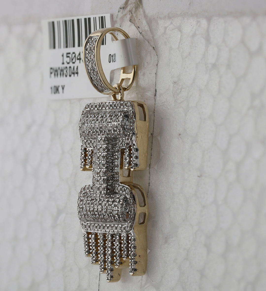 10kt Yellow Gold Men's Diamond "I" Letter Charm Pendant 3/4 ctw