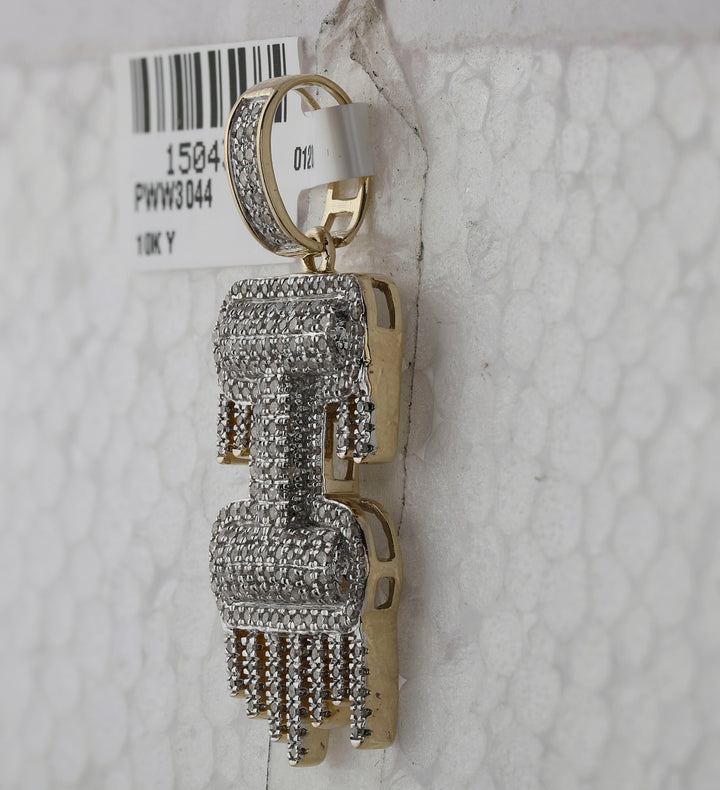 10kt Yellow Gold Men's Diamond "I" Letter Charm Pendant 3/4 ctw
