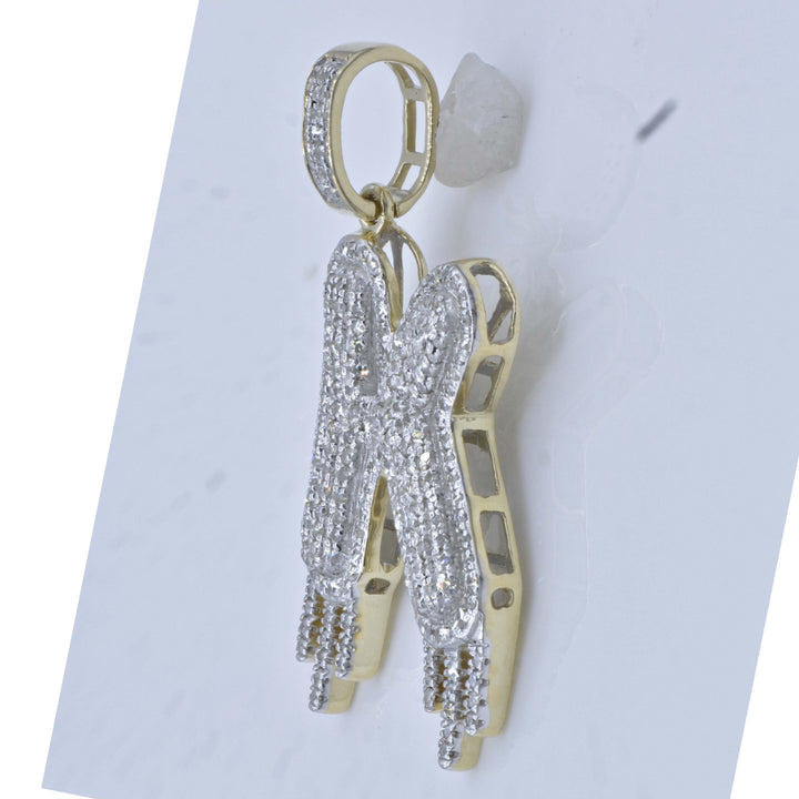 10kt Yellow Gold Men's Diamond "K" Letter Charm Pendant 3/4 ctw