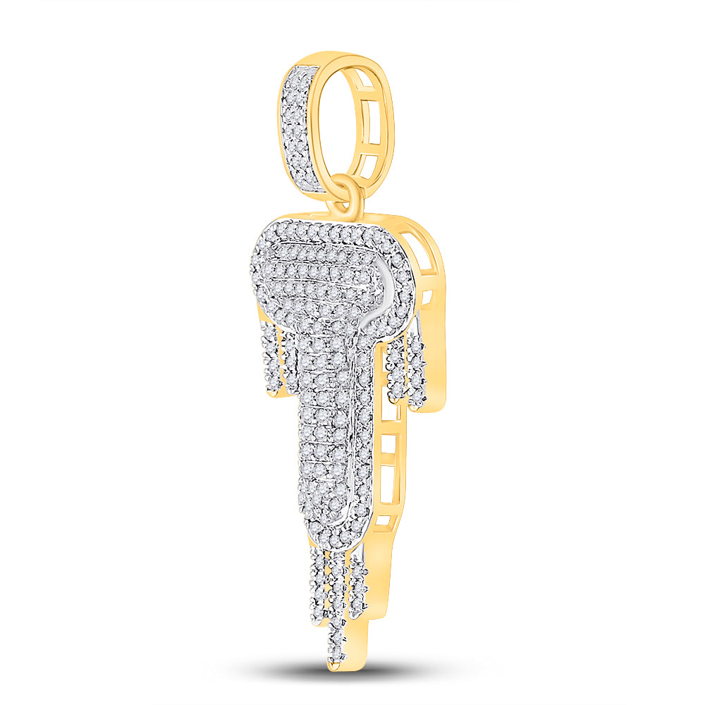 10kt Yellow Gold Men's Diamond "T" Letter Charm Pendant 1/2 ctw