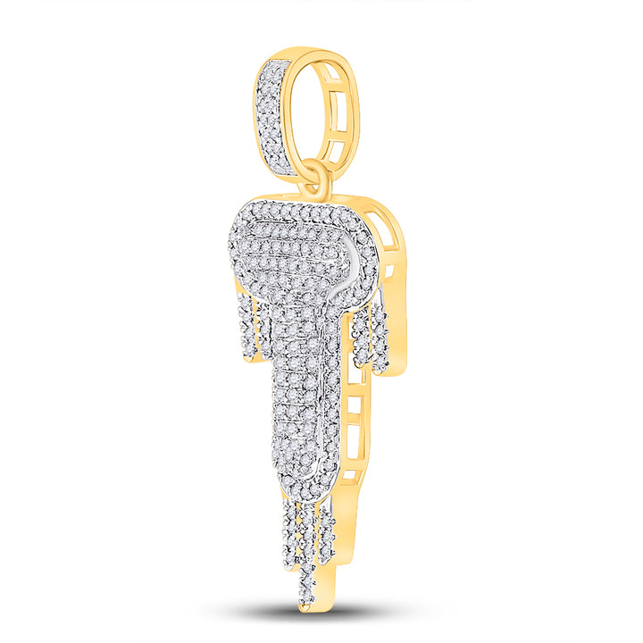 10kt Yellow Gold Men's Diamond "T" Letter Charm Pendant 1/2 ctw