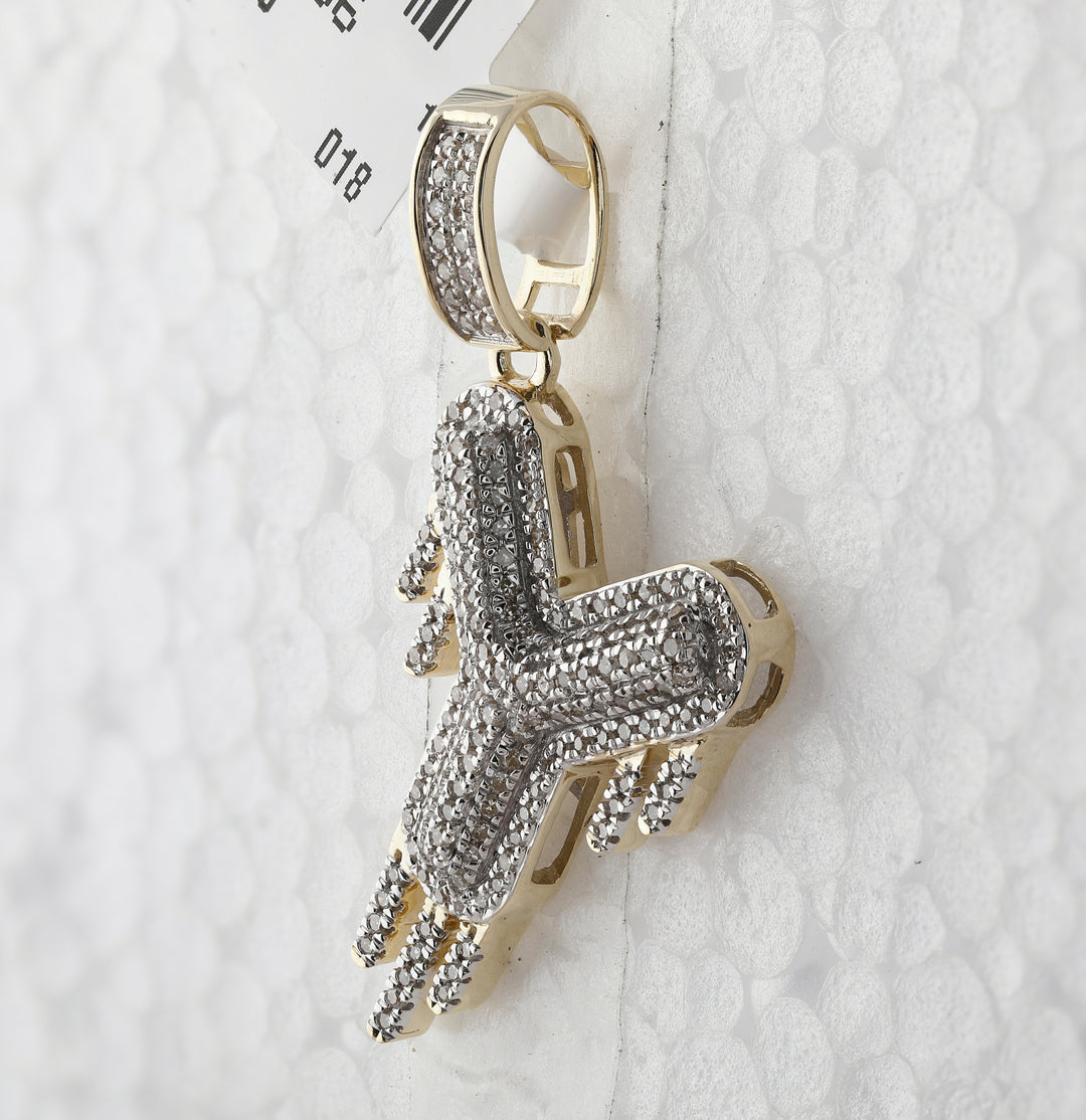10kt Yellow Gold Men's Diamond "Y" Letter Charm Pendant 1/2 ctw